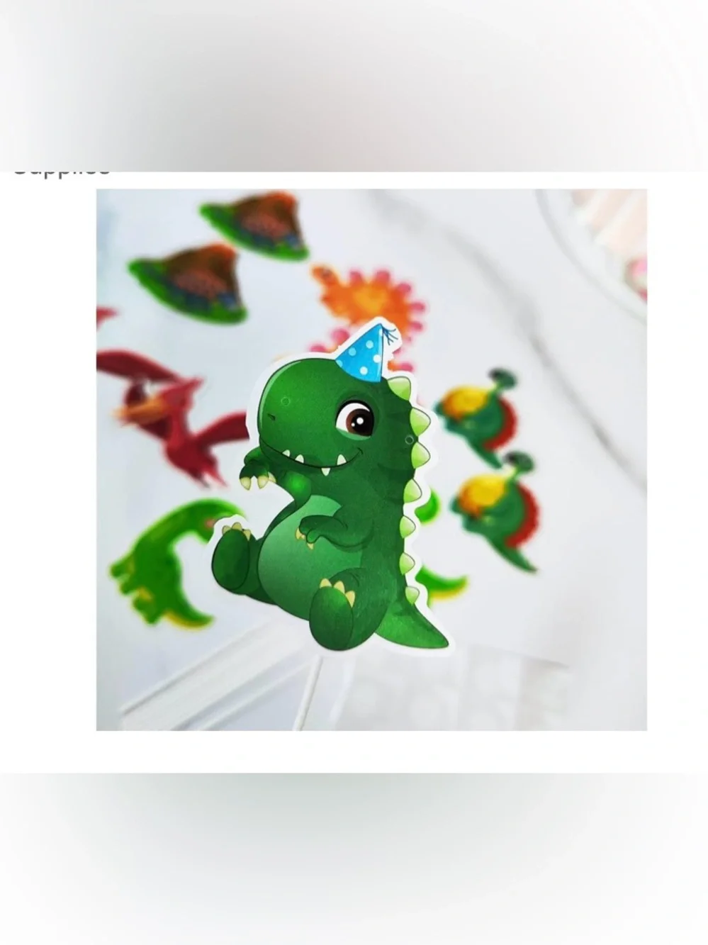 Dinosaur Cupcake Toppers - Colorful Dino Party Picks